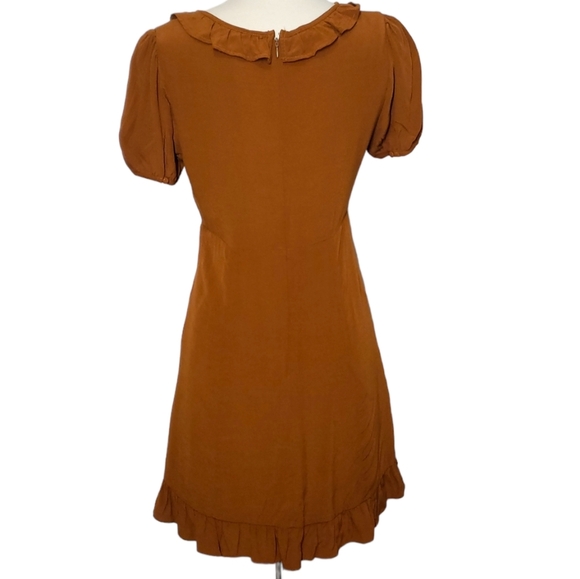 NWT Honey Punch V-Neck Mini Dress Ruffle Collar Empire Waist - Picture 2 of 13